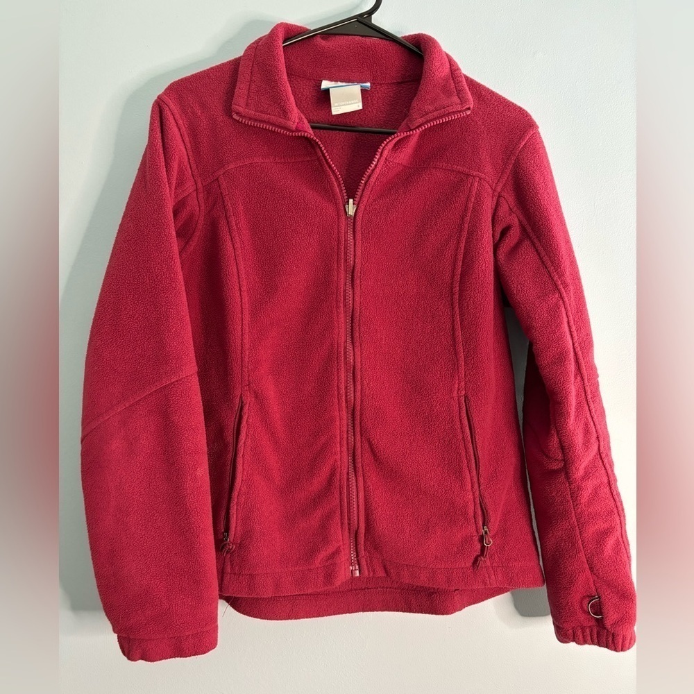 Columbia Women’s Interchange Full Zip Fleece Jacket Maroon Pockets Size Small